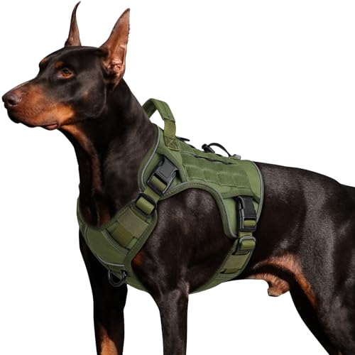 WINGOIN Taktisches Hundegeschirr für große Hunde, strapazierfähig, kein Ziehen, Hundegeschirr mit Griff, verstellbar, reflektierend, Militär, K9, Deutscher Schäferhund, große Haustierweste für von WINGOIN