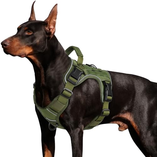 WINGOIN Grüne Taktische Hundegeschirr Weste für kleine Hunde, kein Ziehen, verstellbar, reflektierend, K9, Militär-Hundedienst, Hundegeschirr, mit Griff zum Spazierengehen, Wandern, Training(S) von WINGOIN