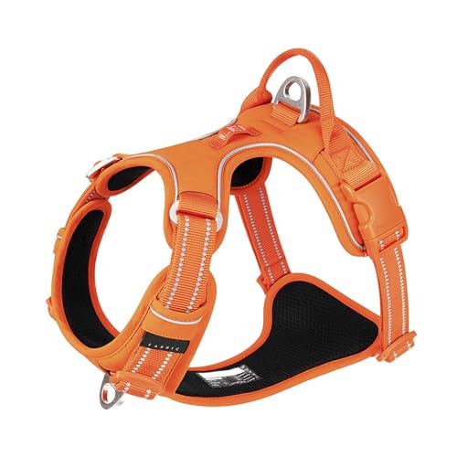 WINHYEPET TLH5654 Hundegeschirr, kein Ziehen, verstellbar, für den Außenbereich, reflektierend, Nylon, weich, geeignet für kleine, mittelgroße und große Rassen, Orange, Größe L WINHYEPET TLH5654 Hundegeschirr, kein Ziehen, verstellbar, für den Außenbereich, reflektierend, Nylon, weich, geeignet für kleine, mittelgroße und große Rassen, Orange, Größe L von WINHYEPET