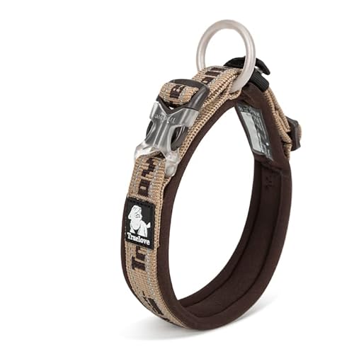 WINHYEPET True Love reflektierendes Hundehalsband, Nylon-Gurtband, bequem und sicher, verstellbare Schnalle, bequem zum Spazierengehen für kleine Hunde, Halsring TLC50121 (Braun, XL) von WINHYEPET