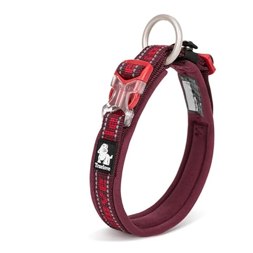 WINHYEPET True Love reflektierendes Hundehalsband, Nylon-Gurtband, bequem und sicher, verstellbare Schnalle, bequem zum Spazierengehen für kleine Hunde, Halsring TLC50121 (Weinrot, XXXL) von WINHYEPET