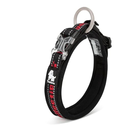 WINHYEPET True Love reflektierendes Hundehalsband, Nylon-Gurtband, bequem und sicher, verstellbare Schnalle, bequem zum Spazierengehen für kleine Hunde, Halsring TLC50121 (schwarz/rot, S) von WINHYEPET