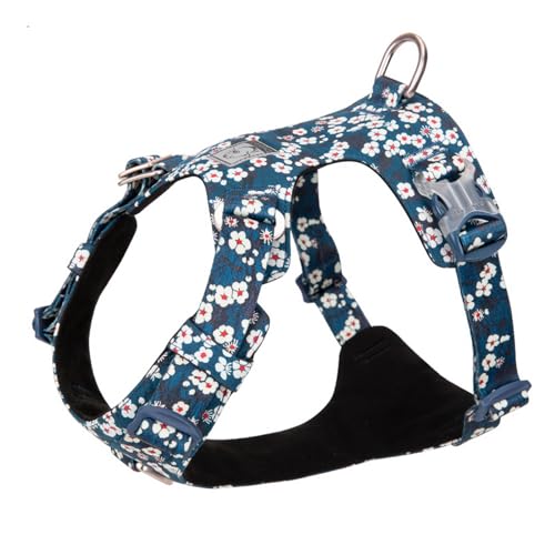 WINHYEPET Hundegeschirr für kleine und große Hunde, Baumwolle, Blumenmuster, verschiedene Größen, verstellbar, reflektierend, TLH6283 (Sachsenblau, XS) von WINHYEPET