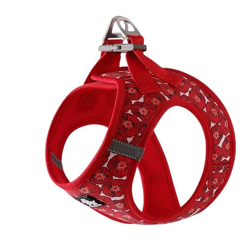 WINHYEPET Truelove Hundegeschirr, weiches Air-Mesh, verstellbar, reflektierend, Haustierweste, kleine und mittelgroße Rassen, kein Ziehen, verstellbares Hundegeschirr TLH3016(Aurora-Rot, L) von WINHYEPET