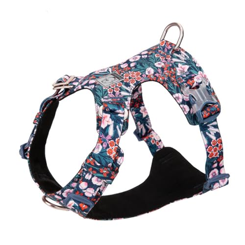 WINHYEPET Hundegeschirr für kleine und große Hunde, Baumwolle, Blumenmuster, verschiedene Größen, verstellbar, reflektierend, TLH6283 (marineblauer Blazer, Größe 2XS) von WINHYEPET