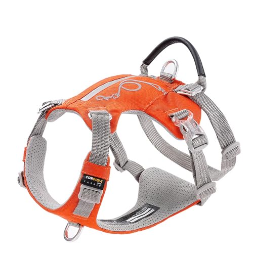 WINHYEPET YH1811 Hundegeschirr, ausbruchsicher, mit Reißverschlusstasche, taktische Hundeweste, Geschirr und leichte Kontrolle, Trainingsrucksack, Militärrucksack, Orange, Größe L von WINHYEPET