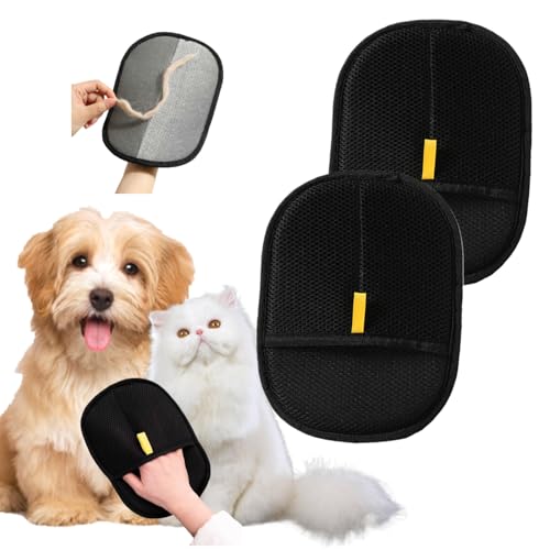 WINKEEY Tierhaarentferner Handschuh für Katzen & Hunde, Haarentfernungshandschuh Wiederverwendbar, Hundehaare Katzenhaare Entfernen(2 Pack) von WINKEEY