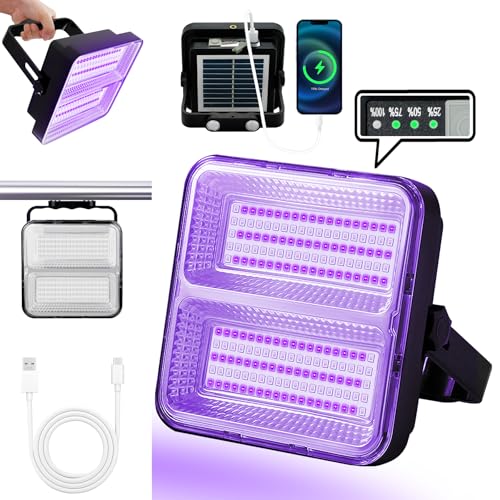 WINNIW 9600mAh Wiederaufladbares Schwarzlicht, Dimmbares UV-Licht, 200 LED 395nM UV-Taschenlampe Camping Schwarzlicht, Halloween, Körperbemalung, UV-Farbe, Fluoreszierender Effekt von WINNIW