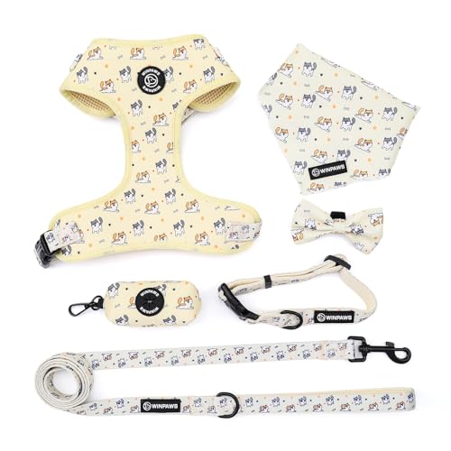 Hundegeschirr (gelber Welpe, L (Brustumfang: 50–72 cm, Halsumfang: 40–54 cm) von WINPAWS