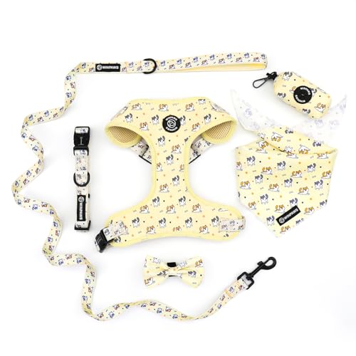 Hundegeschirr (gelber Welpe, XS (Brustumfang: 28–38 cm, Halsumfang: 23–29 cm) von WINPAWS