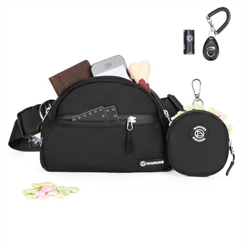 WINPAWS Leckerlibeutel für Hundetraining, mit kleiner, runder Tasche, integriertem Kotbeutelspender und Hundekotbeutelhalter, Schwarz WINPAWS Leckerlibeutel für Hundetraining, mit kleiner, runder Tasche, integriertem Kotbeutelspender und Hundekotbeutelhalter, Schwarz von WINPAWS