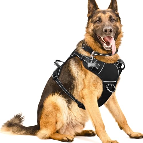 WINSEE Hundegeschirr Kein Ziehen, Haustiergeschirre mit Hundehalsband, Verstellbare Reflektierende Oxford Outdoor Weste, Extra Large Dogs, Easy Control Handle for Walking von WINSEE