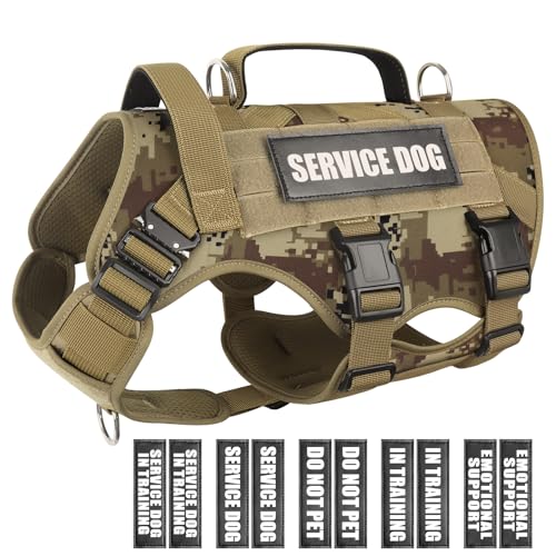 WINSEE Service-Hundegeschirr für große Hunde, taktische Arbeitsweste mit 10 Haustier-Patches, kein Ziehen, strapazierfähiges Geschirr für Training, Spazierengehen WINSEE Service-Hundegeschirr für große Hunde, taktische Arbeitsweste mit 10 Haustier-Patches, kein Ziehen, strapazierfähiges Geschirr für Training, Spazierengehen von WINSEE
