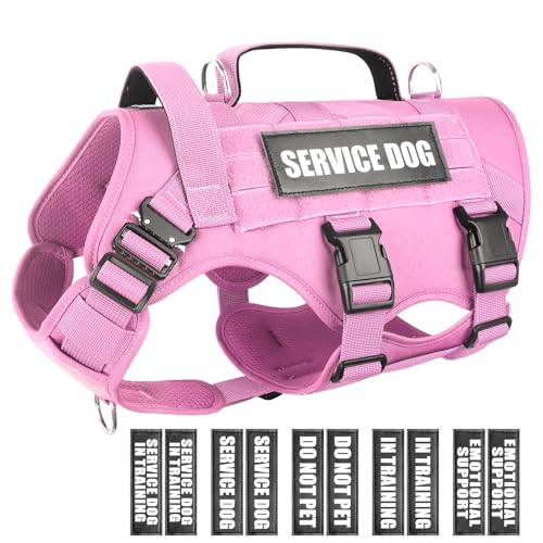 WINSEE Service-Hundegeschirr für große Hunde, taktische Arbeitsweste mit 10 Haustier-Patches, kein Ziehen, strapazierfähiges Geschirr für Training, Spazierengehen von WINSEE