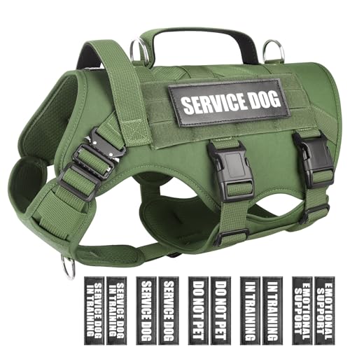 WINSEE Service-Hundegeschirr für mittelgroße Hunde, taktische Arbeitsweste mit 10 Haustier-Patches, kein Ziehen, strapazierfähiges Geschirr für Training, Spazierengehen von WINSEE