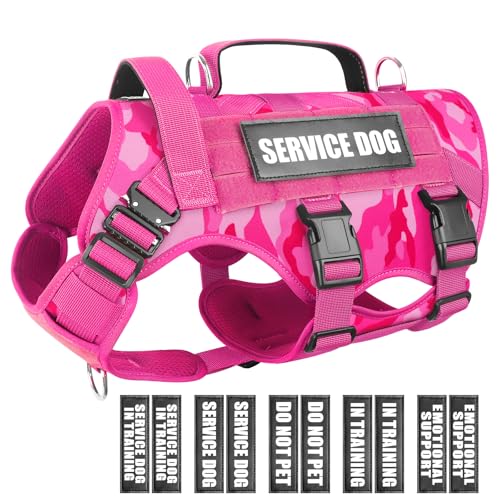 WINSEE Service-Hundegeschirr für mittelgroße Hunde, taktische Arbeitsweste mit 10 Haustier-Patches, kein Ziehen, strapazierfähiges Geschirr für Training, Spazierengehen von WINSEE