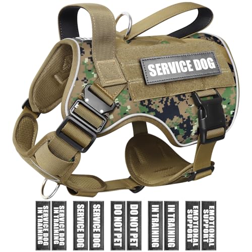 WINSEE Taktisches Hundegeschirr für große Hunde, MOLLE-Weste mit 10 Haustier-Patches, 2 x Metallschnalle, robustes Geschirr für Training, Jagd, Spazierengehen WINSEE Taktisches Hundegeschirr für große Hunde, MOLLE-Weste mit 10 Haustier-Patches, 2 x Metallschnalle, robustes Geschirr für Training, Jagd, Spazierengehen von WINSEE