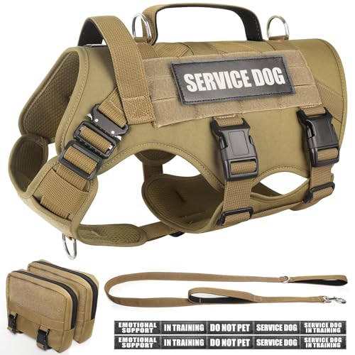 WINSEE Taktisches Hundegeschirr mit Hundeleine, MOLLE-Weste mit 10 Haustier-Patches für große Hunde, kein Ziehen, Militärgeschirr und Rucksack für Training, Jagd, Spazierengehen WINSEE Taktisches Hundegeschirr mit Hundeleine, MOLLE-Weste mit 10 Haustier-Patches für große Hunde, kein Ziehen, Militärgeschirr und Rucksack für Training, Jagd, Spazierengehen von WINSEE