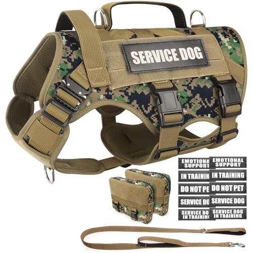 WINSEE Taktisches Hundegeschirr mit Hundeleine, Service-Arbeitsweste mit 10 Haustier-Patches für Hunde, kein Ziehen, Militärgeschirr und Rucksack für Training, Jagd, Spazierengehen WINSEE Taktisches Hundegeschirr mit Hundeleine, Service-Arbeitsweste mit 10 Haustier-Patches für Hunde, kein Ziehen, Militärgeschirr und Rucksack für Training, Jagd, Spazierengehen von WINSEE