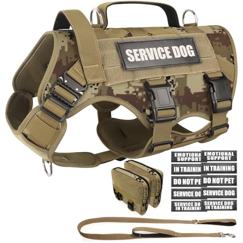 WINSEE Taktisches Hundegeschirr mit Hundeleine, Service-Arbeitsweste mit 10 Haustier-Patches für Hunde, kein Ziehen, Militärgeschirr und Rucksack für Training, Jagd, Spazierengehen WINSEE Taktisches Hundegeschirr mit Hundeleine, Service-Arbeitsweste mit 10 Haustier-Patches für Hunde, kein Ziehen, Militärgeschirr und Rucksack für Training, Jagd, Spazierengehen von WINSEE