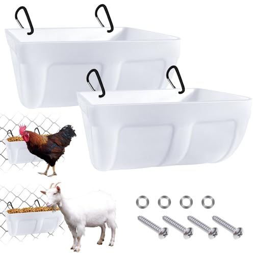 2 Pack 4.5 Quart Hühnerfuttertrog, hängende Futtertrog mit Clips, Huhn Wasserspender, hängende Hühner Tränke für Ziege Ente Hund Schaf Ferkel Gans, Geflügel Futtertrog für Vieh von WINUSD