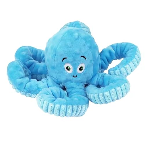 WISHSTORE Quietschendes Hundespielzeug Oktopus, robustes Plüsch, für große, mittelgroße und kleine Hundespielzeuge (blau) von WISHSTORE
