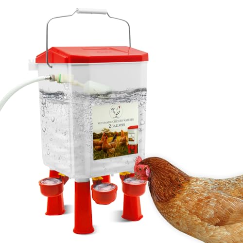 WISMOIER Automatische Hühnerbewässerung mit Schwimmergesteuert, freistehender Geflügeltränker mit Beinen und Schlauchverlängerungsaufsatz, automatischer Geflügel-Wasserspender für Küken, Enten, von WISMOIER