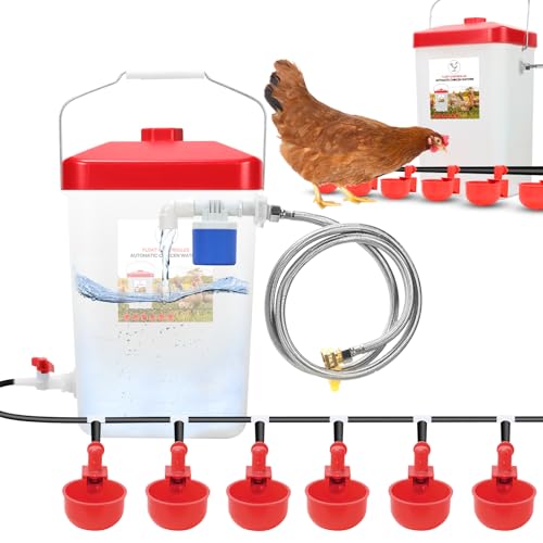 WISMOIER Automatischer Hühnerbewässerer, schwimmgesteuert, 1,9 l, automatische Nachfüllung für Geflügel, automatisches Hühner-Bewässerungssystem mit Schlauchanschluss für Küken, Enten, Truthahn von WISMOIER
