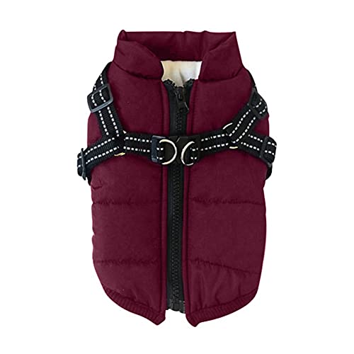 WISREMT Hund Winterjacken, Wasserdichtes Kaltes Wetter Haustier Hundemantel mit Geschirr, Dicke Baumwolle Warme Weste Outdoor Sportjacke Outfits für Welpen Kleine Mittel Große Hunde von WISREMT