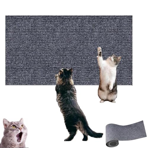 Katzenkratzmatte – kann Möbel schützen, DIY-Kletter-Katzenkratzer, zuschneidbarer Katzenkratzteppich, Selbstklebende Kratzpads (Dark Gray, 15.7 * 39.3in) von WIWIDANG