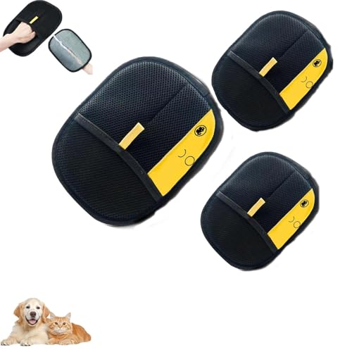 WIWIDANG Doppelseitige Pflegehandschuhe für Haustiere, Fellmagnet Handschuh Katzenhaare, 2025 Neuest Fellpflegehandschuh Katzen Handschuhe BüRste, Antistatische für Hunde Katzen (3PCS-B) von WIWIDANG