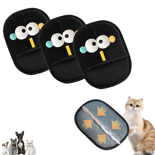 WIWIDANG Doppelseitige Pflegehandschuhe für Haustiere, Fellmagnet Handschuh Katzenhaare, 2025 Neuest Fellpflegehandschuh Katzen Handschuhe BüRste, Antistatische für Hunde Katzen (3PCS-C) von WIWIDANG