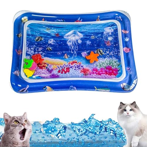 WIWIDANG Katzen Spiel und Kühl Wassermatte, Sensor-Wasserspielmatte für Katzen, Spiel- und Kühlmatte, Interaktives Sensorkissen für Katzen & Hunde (A) von WIWIDANG
