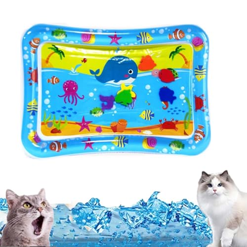 WIWIDANG Katzen Spiel und Kühl Wassermatte, Sensor-Wasserspielmatte für Katzen, Spiel- und Kühlmatte, Interaktives Sensorkissen für Katzen & Hunde (D) von WIWIDANG
