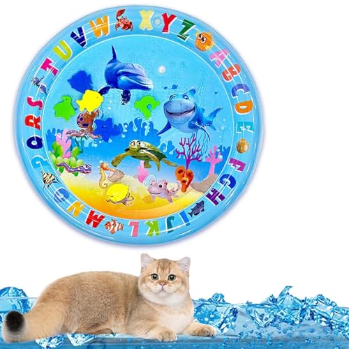WIWIDANG Katzen Spiel und Kühl Wassermatte, Sensor-Wasserspielmatte für Katzen, Spiel- und Kühlmatte, Interaktives Sensorkissen für Katzen & Hunde (E) von WIWIDANG