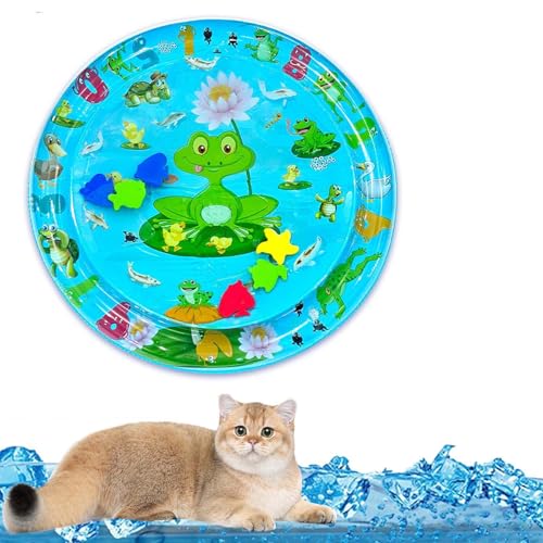 WIWIDANG Katzen Spiel und Kühl Wassermatte, Sensor-Wasserspielmatte für Katzen, Spiel- und Kühlmatte, Interaktives Sensorkissen für Katzen & Hunde (F) von WIWIDANG