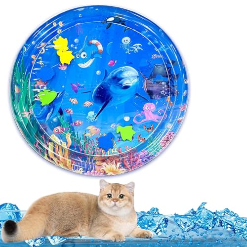 WIWIDANG Katzen Spiel und Kühl Wassermatte, Sensor-Wasserspielmatte für Katzen, Spiel- und Kühlmatte, Interaktives Sensorkissen für Katzen & Hunde (H) von WIWIDANG