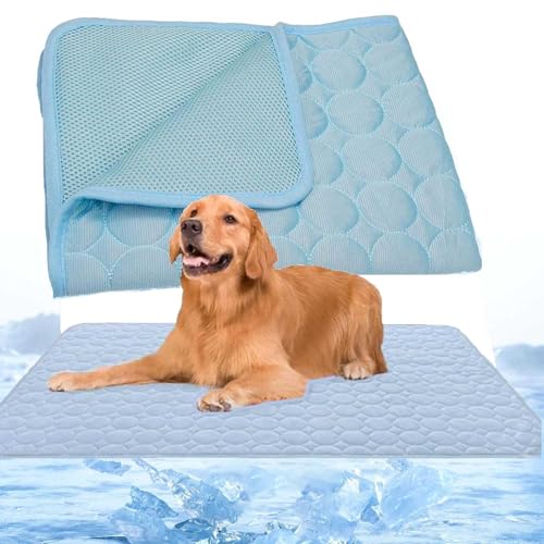 WIWIDANG Nordseepfote Kühlmatte für den Sommer, KüHlmatte Hund SelbstküHlend, Atmungsaktive kühldecke für Hunde und Katze mit 3D-Mesh Waschbar KüHldecke für Hunde (Hellblau, L (70 x 55cm)) von WIWIDANG