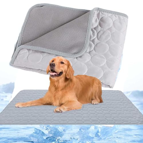 WIWIDANG Nordseepfote Kühlmatte für den Sommer, KüHlmatte Hund SelbstküHlend, Atmungsaktive kühldecke für Hunde und Katze mit 3D-Mesh Waschbar KüHldecke für Hunde (Hellgrau, L (70 x 55cm)) von WIWIDANG