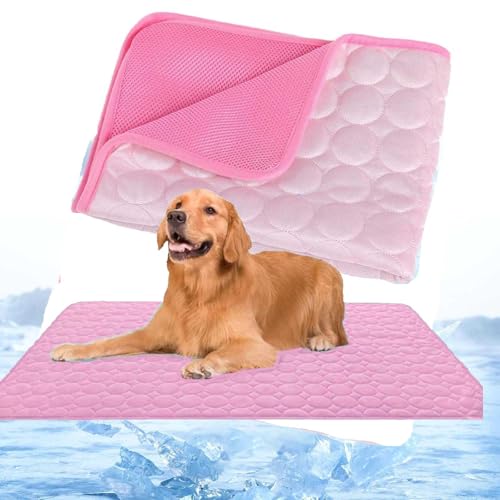 WIWIDANG Nordseepfote Kühlmatte für den Sommer, KüHlmatte Hund SelbstküHlend, Atmungsaktive kühldecke für Hunde und Katze mit 3D-Mesh Waschbar KüHldecke für Hunde (Rosa, XL (100 x 70cm)) von WIWIDANG
