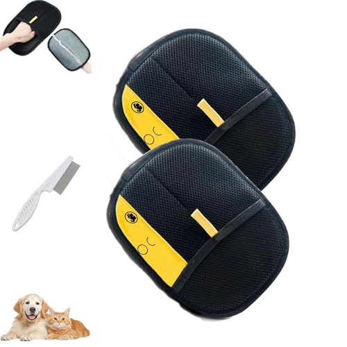 WIWIDANG Petlova Sweep Glove, Yomi Pet Hair Remover Glove-Fell Magnet Handschuh, Katzen Handschuhe BüRste, Doppelseitige Fellpflegehandschuhe Tierhaarentferner Handschuh für Katzen/Hunde (2PCS-B) von WIWIDANG