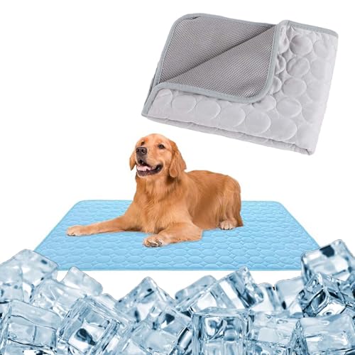 WIWIDANG Pfotenfrost Matte, Pfotenfrost Kühlmatte für den Sommer, Atmungsaktive kühldecke für Hunde und Katze mit 3D-Mesh (Hellgrau, XL(100 * 70cm)) von WIWIDANG