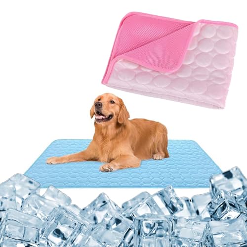 WIWIDANG Pfotenfrost Matte, Pfotenfrost Kühlmatte für den Sommer, Atmungsaktive kühldecke für Hunde und Katze mit 3D-Mesh (Rosa, XL(100 * 70cm)) von WIWIDANG