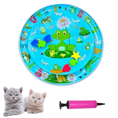 WIWIDANG Sensory Water Play Mat for Cats, Cat Sensor Water Playmat, Cat Water Mat Pad Fish Toy, Cool Comfort Water Sensory Pad for Pet (Stil-1) von WIWIDANG