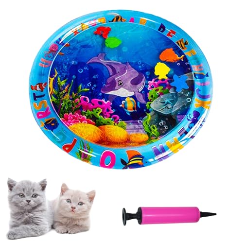 WIWIDANG Sensory Water Play Mat for Cats, Cat Sensor Water Playmat, Cat Water Mat Pad Fish Toy, Cool Comfort Water Sensory Pad for Pet (Stil-1) von WIWIDANG