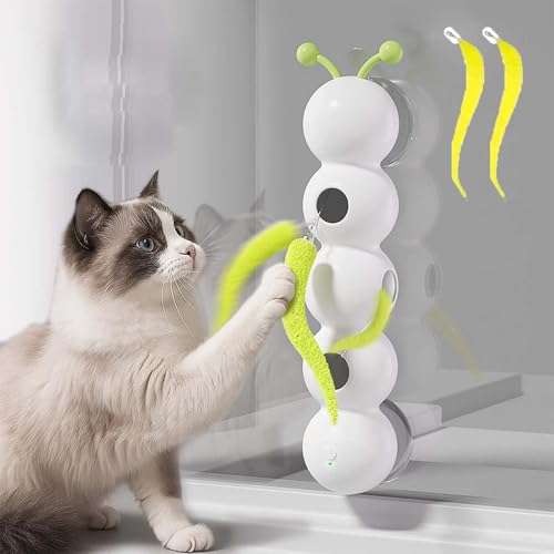 WIWIDANG Wusel Wurm Katzenspielzeug – Smart Motion Katzen Spielzeug mit Wurm Design zur Wand- & Fensterbefestigung – Interaktives Spielzeug für aktive Stubentiger (1 stück) von WIWIDANG