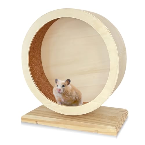 Hamsterrad aus Holz für kleine Haustiere: WIYETY Stiller Hamsterrad, Geräuscharmes Hamster Laufrad für Ruhe und Bewegung, Bogie Wheel für andere kleine Haustiere (S, Φ/ 15 cm) von WIYETY