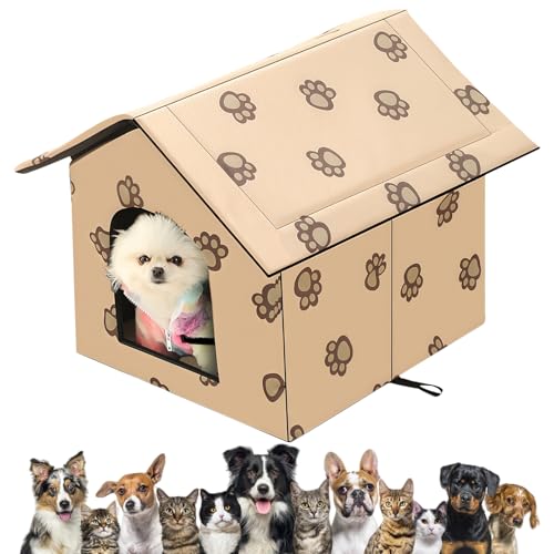 Katzenhaus Draußen Winterfest Wasserdicht Katzenhöhle: WIYETY 40x35x38cm Katzenhaus Faltbare für Kleine Hund Katze, Warm Hundehöhle Waschbar Hundehaus Tierheim für Streuner Haustiere von WIYETY