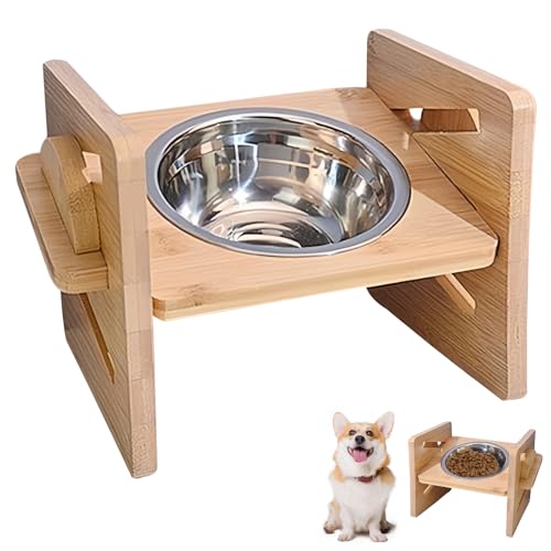 WIYETY 4 Höhen Erhöhte Hundenapf: Holz Futterstation mit Edelstahl Fressnapf, Futterstation Hund, Einstellbar Futternapf Hunde für Große Mittelgroße Kleine Hunde WIYETY 4 Höhen Erhöhte Hundenapf: Holz Futterstation mit Edelstahl Fressnapf, Futterstation Hund, Einstellbar Futternapf Hunde für Große Mittelgroße Kleine Hunde von WIYETY