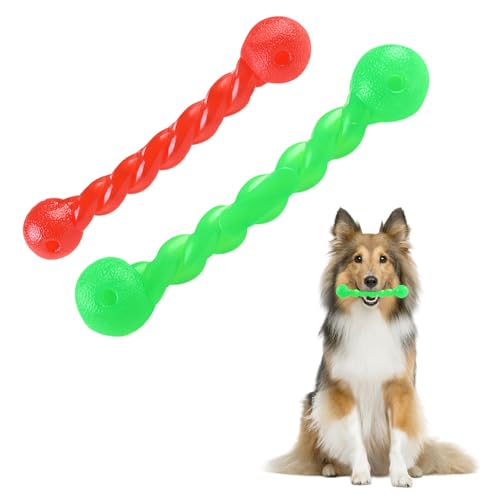 WIYETY Gummispirale Kauknochen: 2 Stück Kauknochen für Welpen, Kauspielzeug Hund Robuster Langlebiges, Hundespielzeug für Kleine, Mittelgroße und Große Hunde (Rote Kleine Größe + Grüne Große Größe) von WIYETY